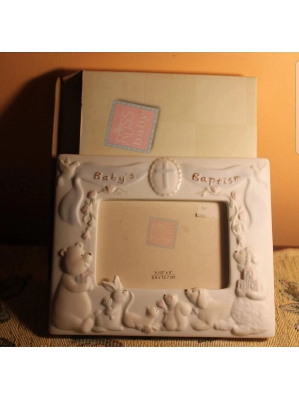 Russ Berrie Russ Baby Porcelain Frame and Plaque Blue
